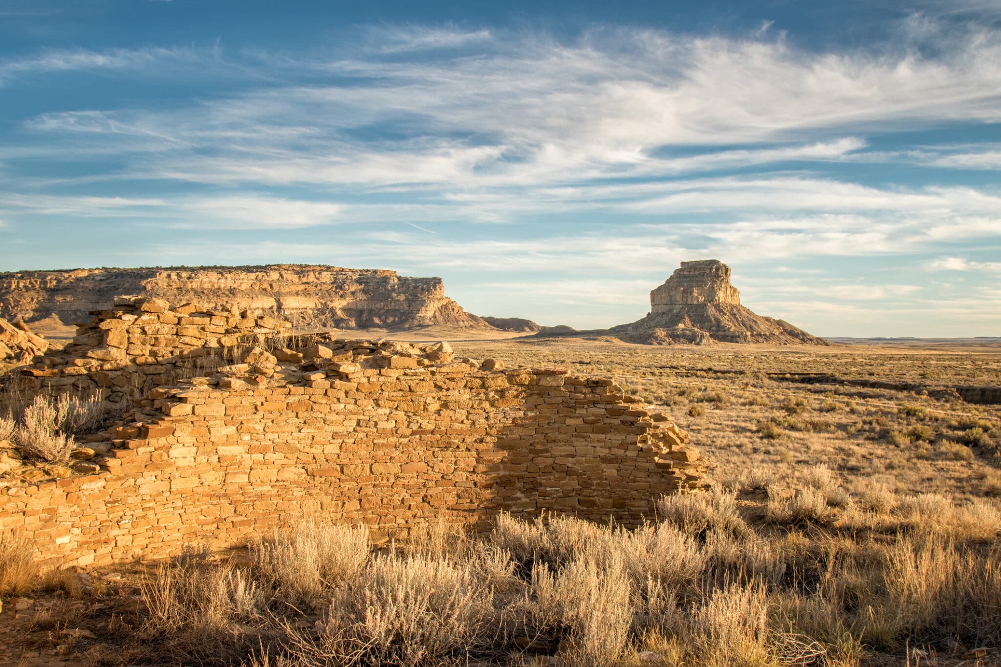 Chaco Canyon Kiva Ruins and Fajada Butte