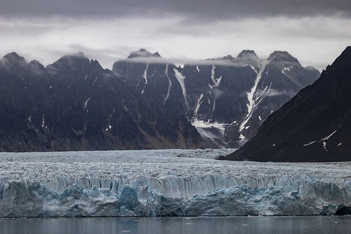 Fiords melting due to climate change near Svalbard Islands in the Arctic Ocean in Norway