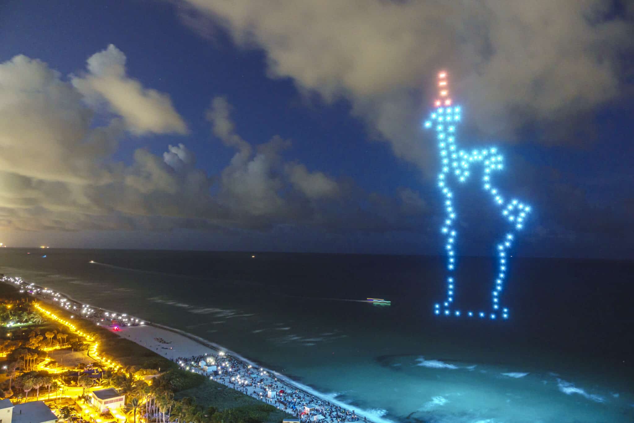 Miami Beach, Florida, Ocean Terrace, Fire on the Fourth, 4th of July Festival, drone light show featuring The Statue of Liberty