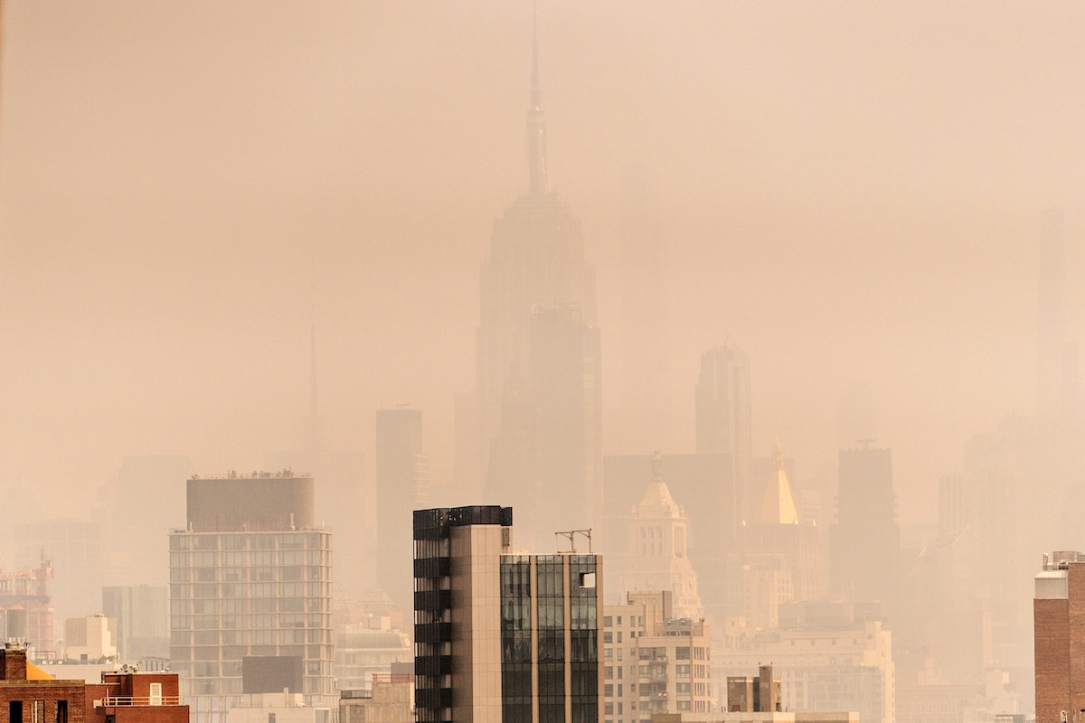 Smoke from wildfires in Canada shrouds the Empire State Building in New York City