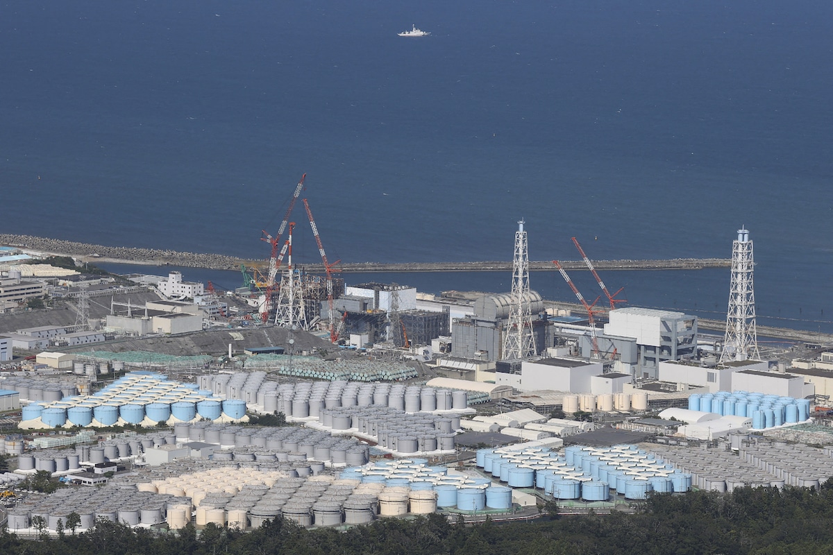 Storage tanks holding treated wastewater at TEPCO's crippled Fukushima Daiichi Nuclear Power Plant