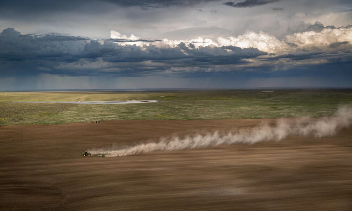 Grasslands being plowed for cropland in Phillips County, Montana