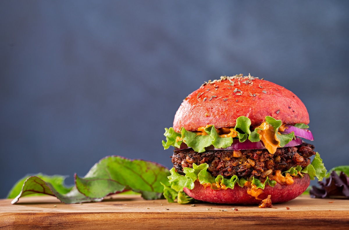 A plant-based burger containing chickpeas
