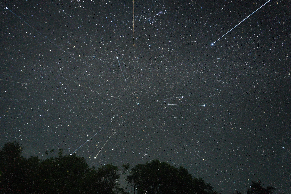 The Geminid meteor shower seen in Ratnapura, Sri Lanka