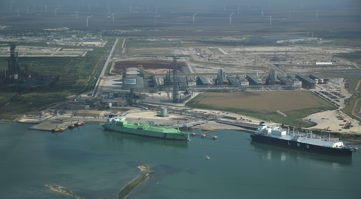 Aerial view of Cheniere Energy’s LNG export terminal in San Patricio County, Texas