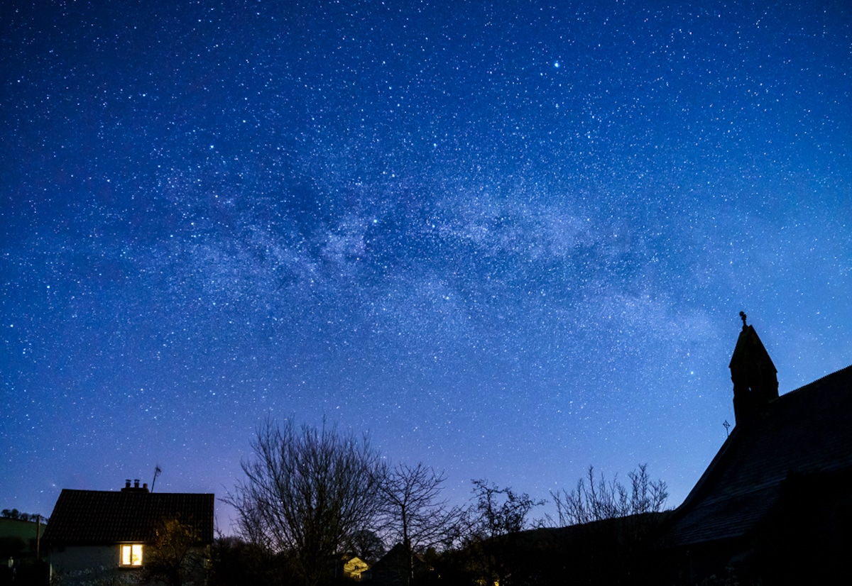 The Milky Way over Brecon Beacons, a village approximately 40 miles southwest of Presteigne and Norton in Wales, UK