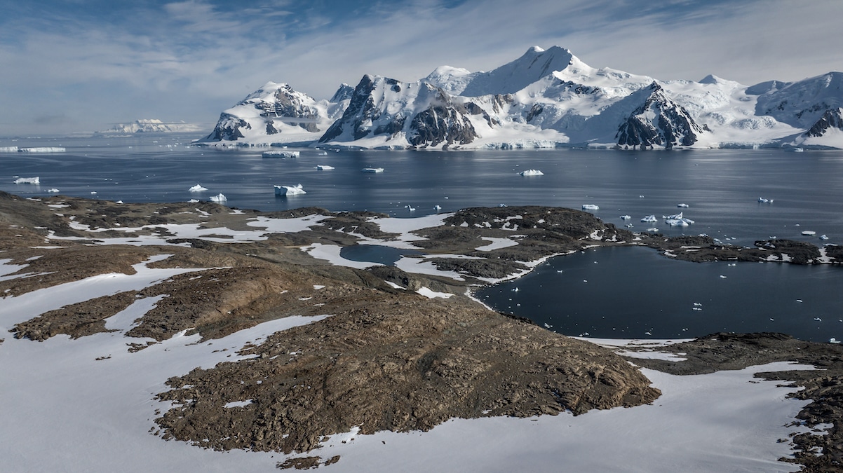 A view of an iceberg at Horseshoe Island, Antarctica shows less sea ice than previously observed