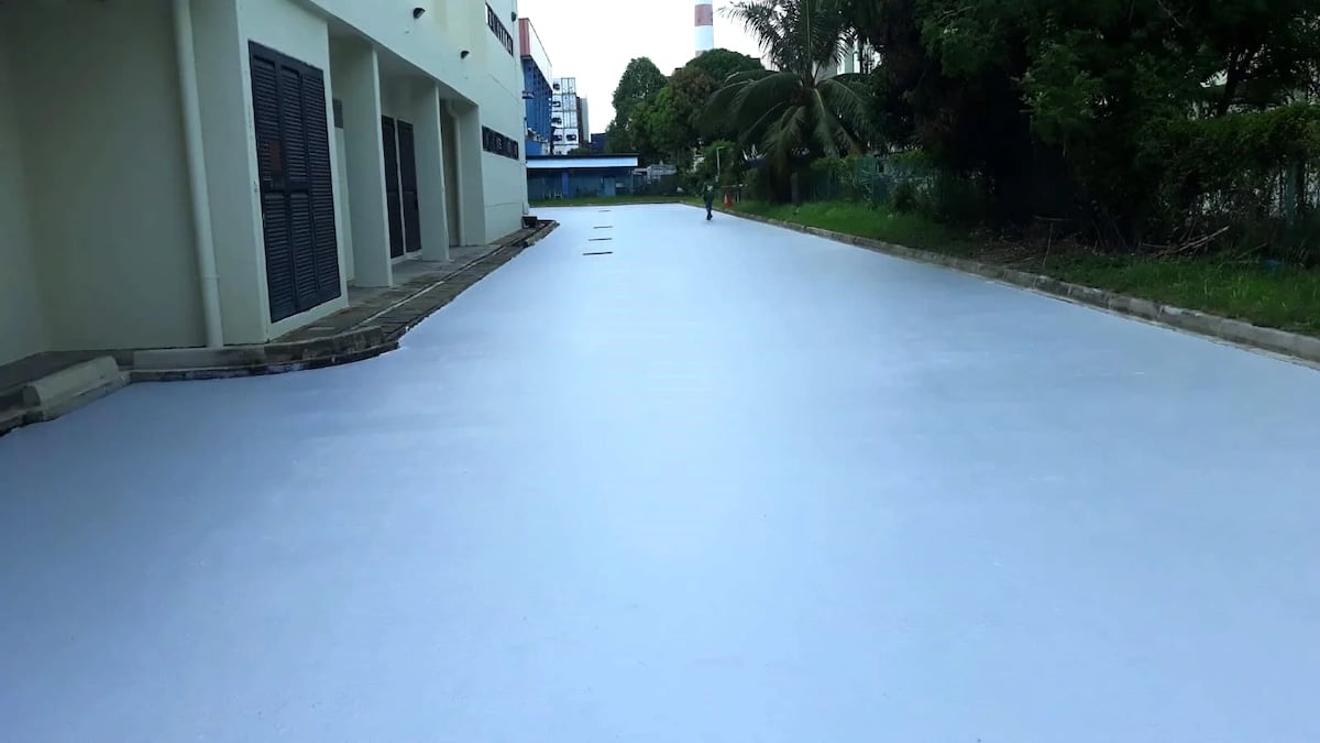 The road pavement of the test site in Singapore with cool paint coatings
