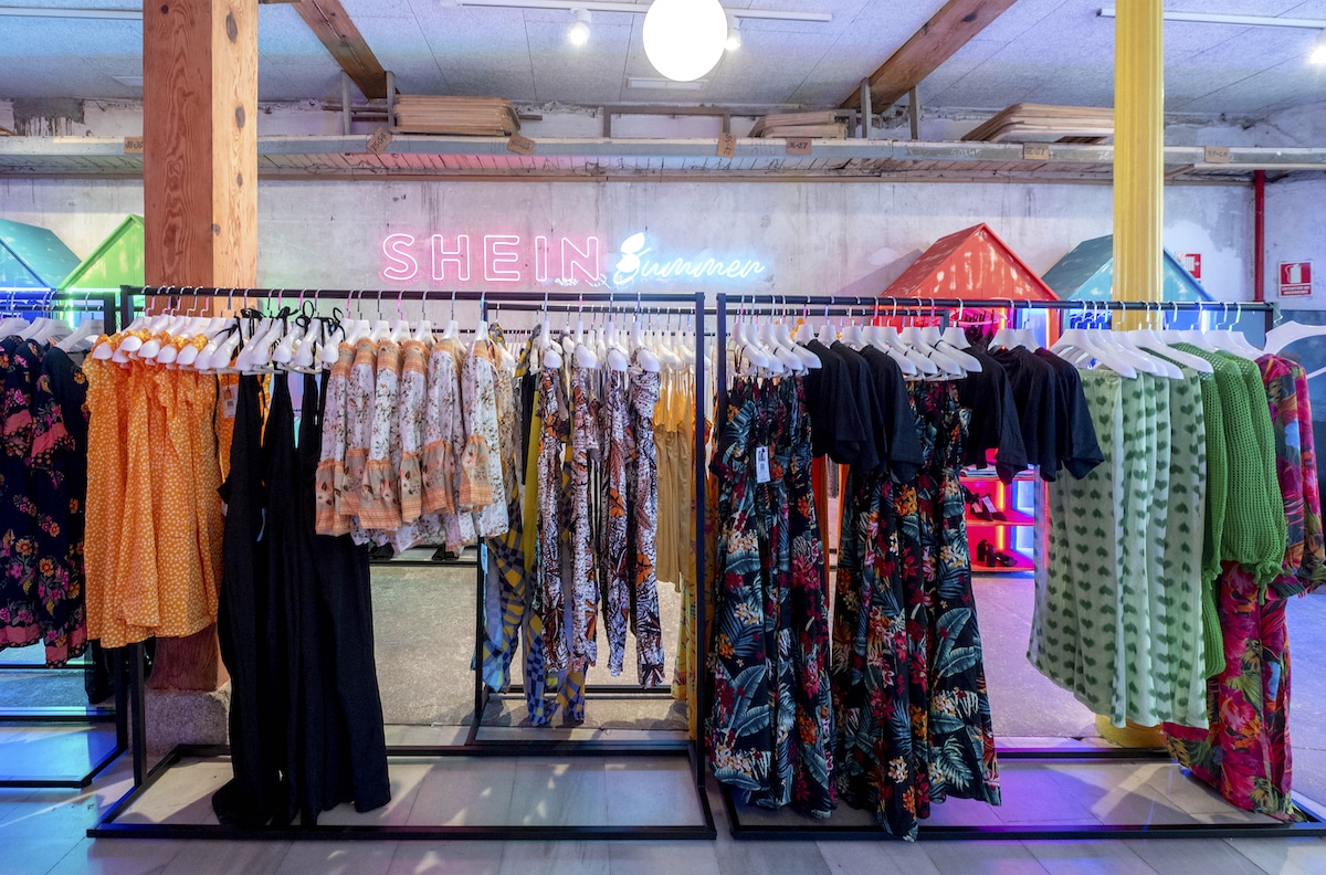 A Shein “pop up” fast fashion store in Madrid, Spain