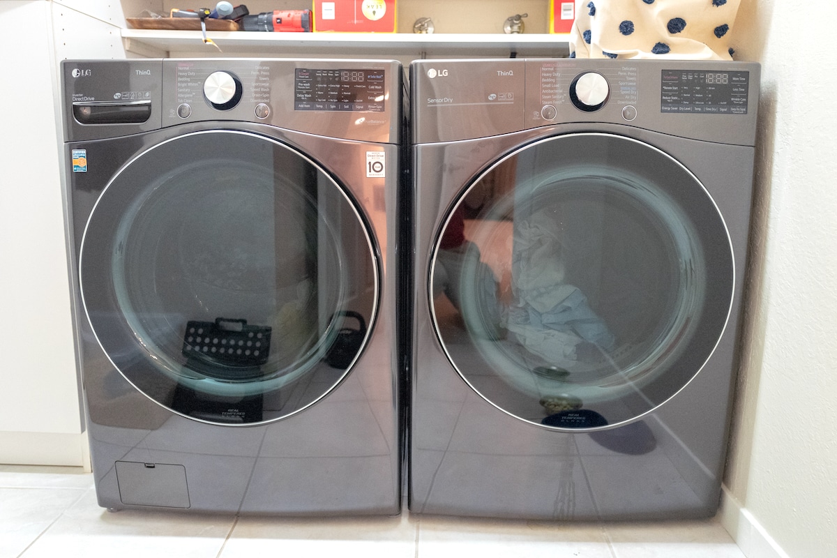 A "smart" front-loading washing machine and dryer made by LG