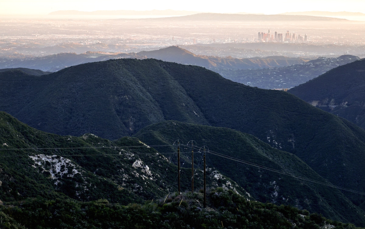 Part of the expansion area of the San Gabriel Mountains National Monument, with downtown Los Angeles visible in the background near La Cañada Flintridge, California